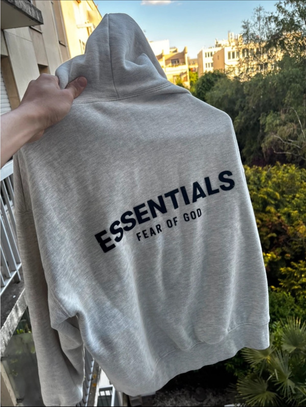 Used Fear of God ESSENTIALS Light Gray Hoodie